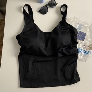 NEW Lands End tankini support top in black Sz 16